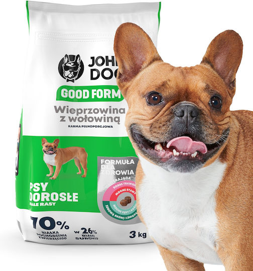 John Dog Good Form 3kg Trockenfutter für Hunde Kleine Rassen mit Schweinefleisch und Rindfleisch