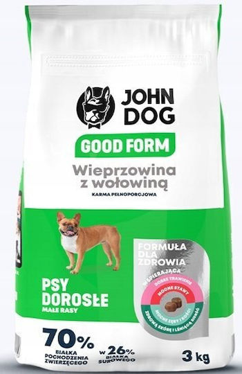John Dog Good Form 3kg Trockenfutter für Hunde Kleine Rassen mit Schweinefleisch und Rindfleisch