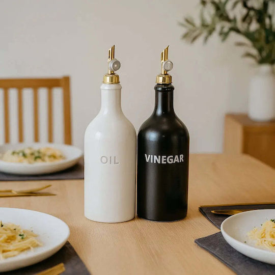 Phos & Gaia Porcelain Oil And Vinegar Dispenser Set With Flow