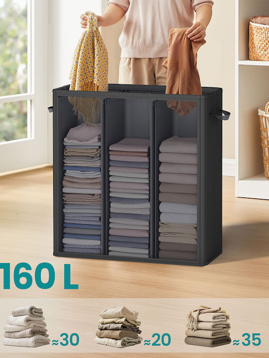 Songmics Laundry Basket Fabric 160l with Lid 64x33x75cm Black