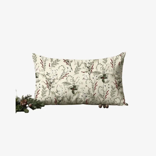 Christmas Mistletoe Pillow Case 50x30 Natural Cotton Festive Pattern Pghd0129