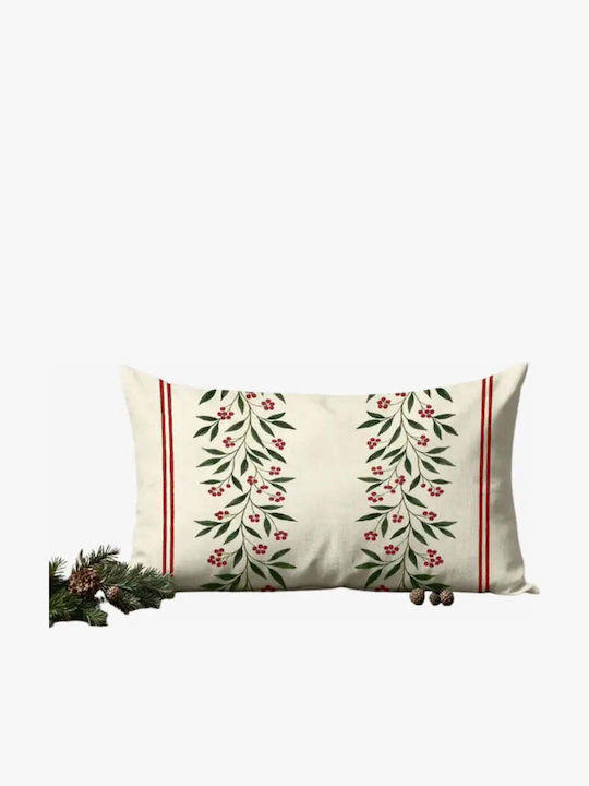 Weihnachtsdekorative Kissen Mistletoe 50x30 Baumwoll Kopfkissenbezug Festliche Zweige Pghd0138