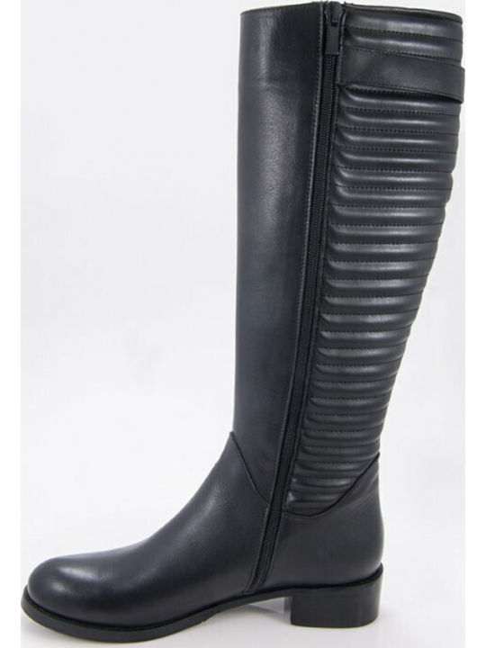 Leder Damenstiefel mit Gummi Tabac Braun