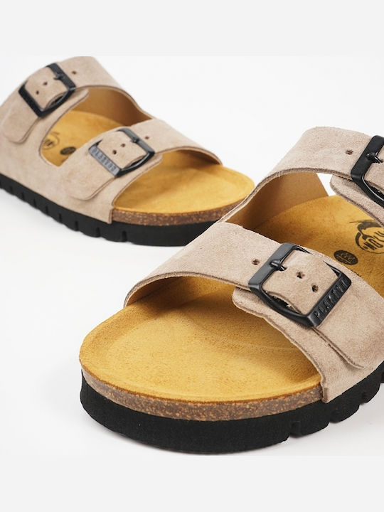 Leather Men's Sandals in Beige Colour