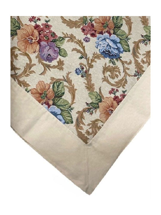 Checkered Damask Beige Tablecloth 120x120cm
