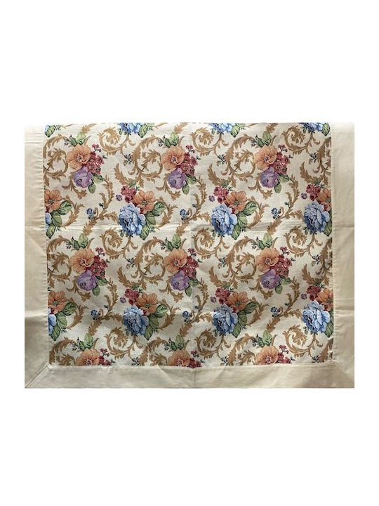Checkered Damask Beige Tablecloth 120x120cm