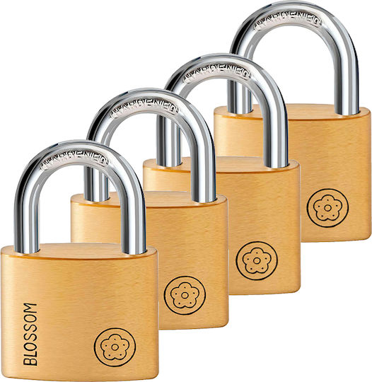 Padlocks Set 4 Pieces Bt Bc90 Brass 25.0mm Size Blossom 1 Piece