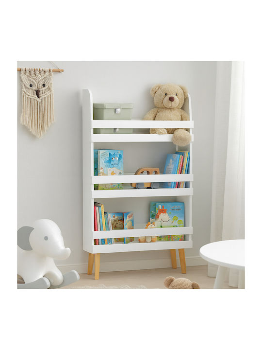 Bibliotecă de Pardoseală din Lemn Albă 95x15x50cm