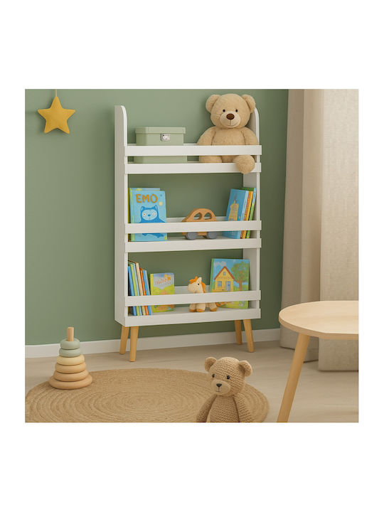 Bibliotecă de Pardoseală din Lemn Albă 95x15x50cm