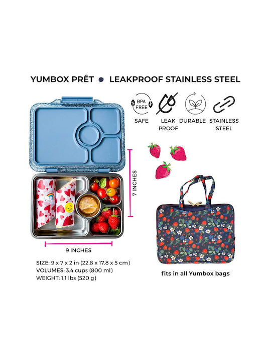 Yumbox Recipient De Mâncare Inox Gri 22.8x17.8cm