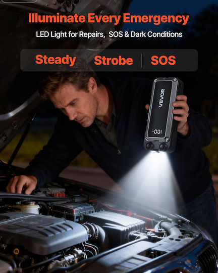 Vevor Portable Car and Motorcycle Battery Starter 4000A with Power Bank USB Flashlight 12V