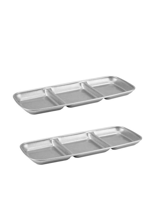 Raki Silver Inox Ορντεβιέρα 3 Θέσεων Γκρι Ø22.5cm Raki Silver Inox Ορντεβιέρα 3 Θέσεων Γκρι Ø22.5cm