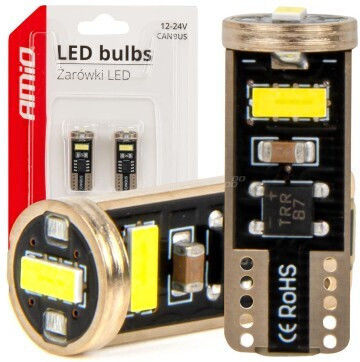 AMiO Lămpi Auto W5W / T10 Canbus LED 6000K Alb Rece 12-24V / 12V 2 bucăți