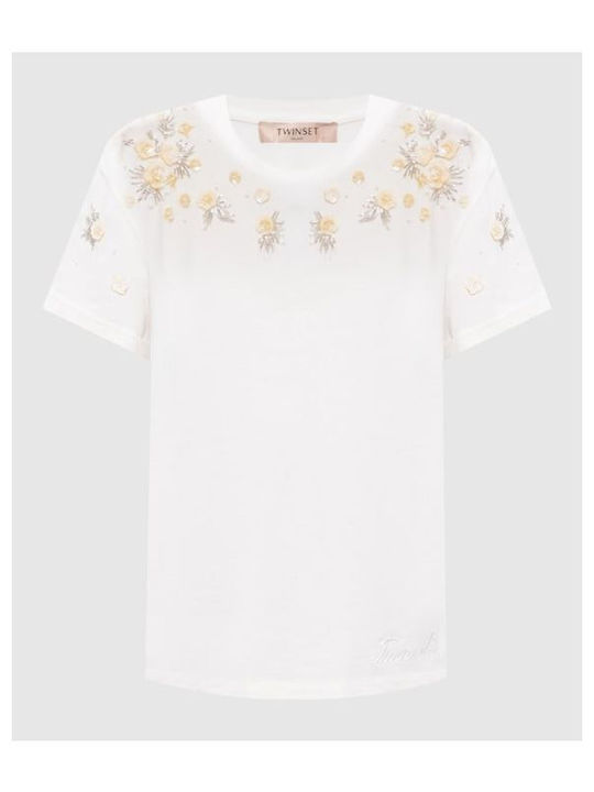 Damenbluse Blumen Farbe Ecru