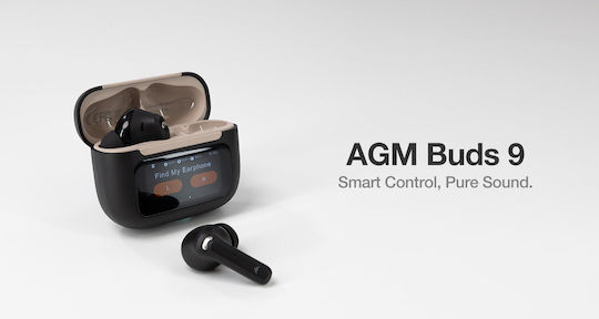 AGM Buds 9 Casti Bluetooth Handsfree cu Rezistență la Transpirație și Husă de Încărcare Negre