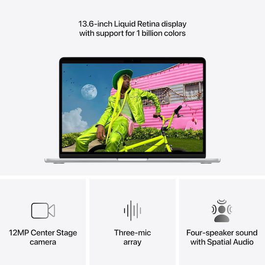 Apple MacBook Air 13.6 Zoll IPS Retina Display (M5-10-Kern/24GB/1TB SSD/10-Kern-GPU) Silber (Internationales Englisch Tastatursprache)