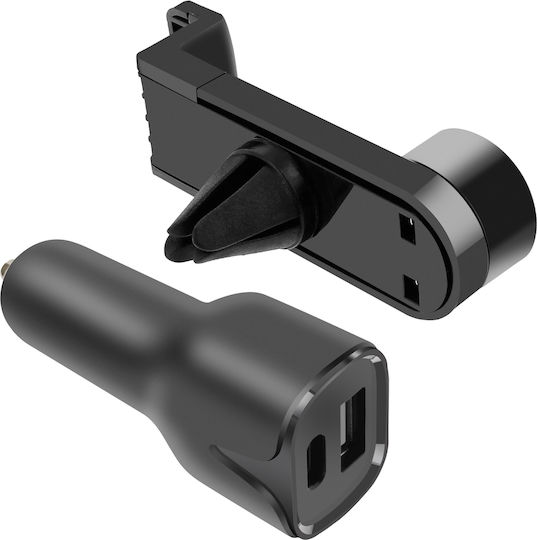 Avizar Set Car Accessories Grill Holder Usb-c/usb-a Car Charger Black