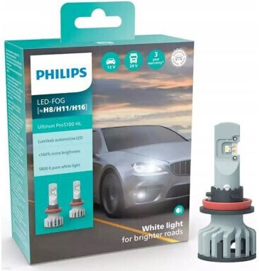 Philips Lămpi Auto H8 LED 5800K Alb Rece 12-24V / 12V / 24V 2 Buc