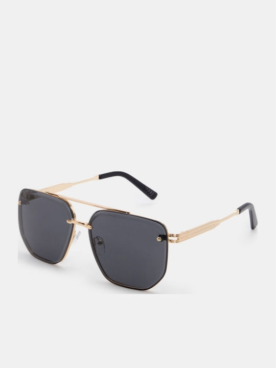 Luigi Unisex Sunglasses With Black Metallic Frame And Black Lens 4855701
