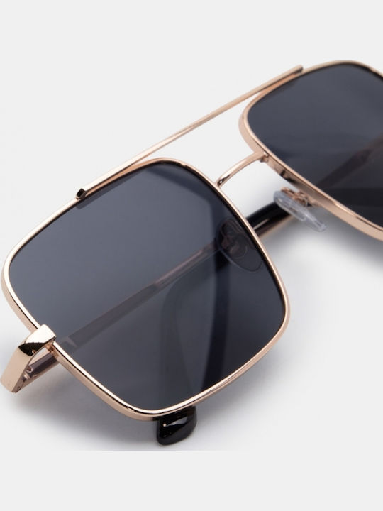 Luigi Unisex Sunglasses with Black Metallic Frame and Black Lens 4855501