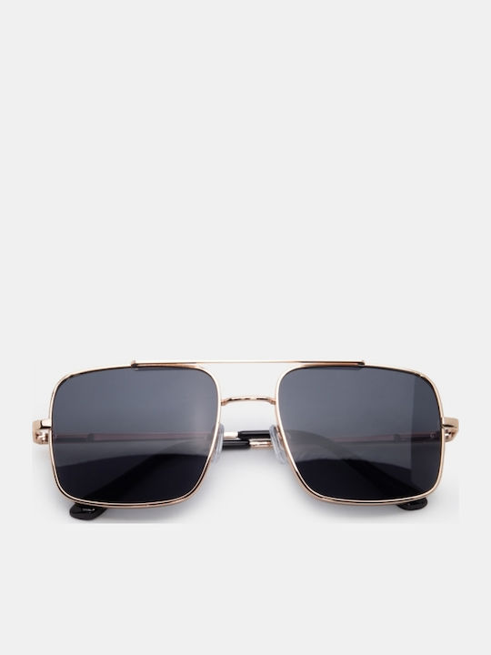 Luigi Unisex Sonnenbrillen mit Schwarzem Metallrahmen und Schwarzen Gläsern 4855501