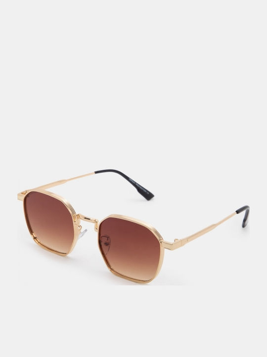 Luigi Unisex Sunglasses With Brown Metallic Frame And Brown Lens 4856014