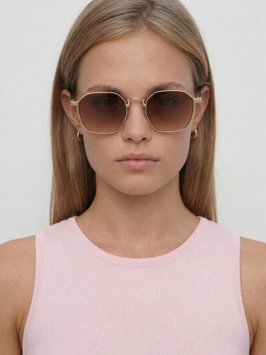 Luigi Unisex Sunglasses With Brown Metallic Frame And Brown Lens 4856014