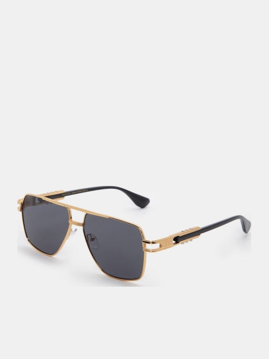 Luigi Unisex Sunglasses With Black Metallic Frame And Black Lens 4855401