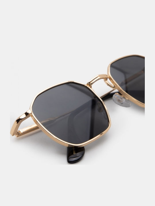 Luigi Unisex Sunglasses with Black Metallic Frame and Black Lens 4856001