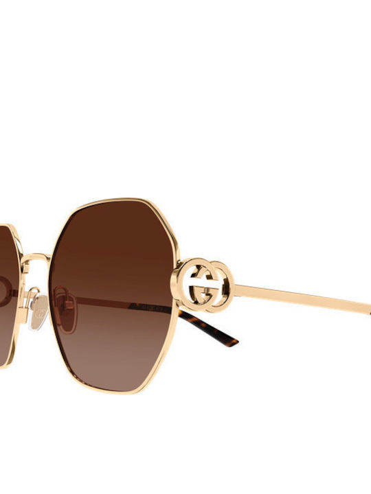 Gucci Unisex Sunglasses with Gold Metallic Frame and Gold Lens GG2046S 003