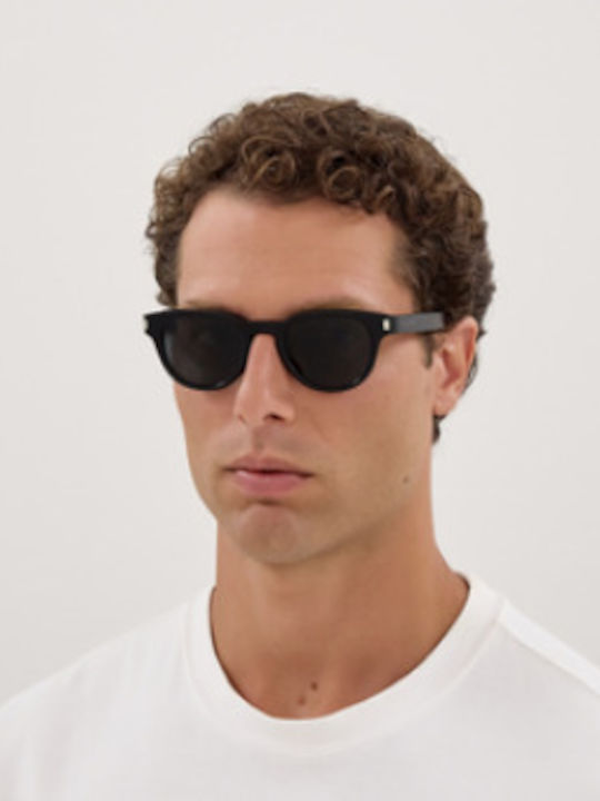 Ysl Unisex Sunglasses with Black Horn-Rimmed Frame and Black Lens SL 876 001