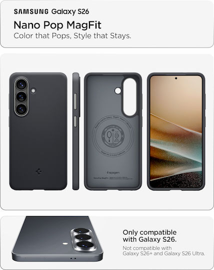 Spigen Nano Pop Mag Заден Калъф Силикон Черен (Galaxy S26)