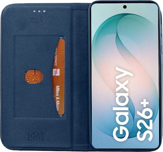 Idol 1991 Elite Anti-rfid Book din Piele Artificială / Silicon Albastru (Galaxy S26+)