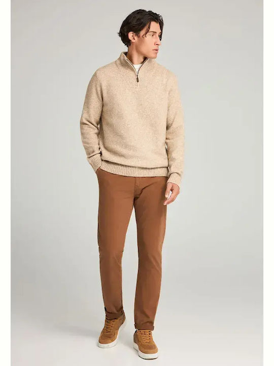 Pantaloni Chino Elastic cu Croială Normală Maro