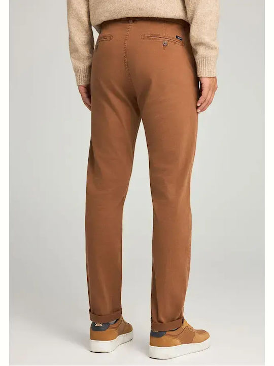 Pantaloni Chino Elastic cu Croială Normală Maro