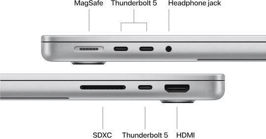 Apple MacBook Pro 14.2" IPS Retina Display 120Hz (M5 Pro-15-Kern/24GB/1TB SSD/16-Kern GPU) Silber (Englisch (US) Tastatursprache)