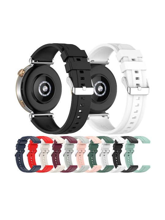 Huawei Watch Gt4 41mm Official Steps Style Silver Buckle Silicone Watch Band Dark Green