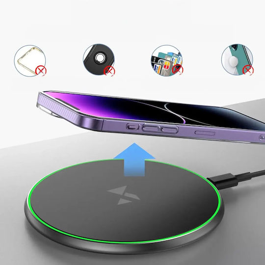 Wozinsky Încărcător Wireless (Qi Pad) și Cablu USB-C 15W Negruς (WLI-01Y)