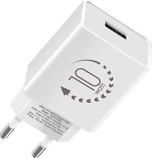 Obal:Me Φορτιστής Χωρίς Καλώδιο με Θύρα USB-A 10W Λευκός (10W1UWH)