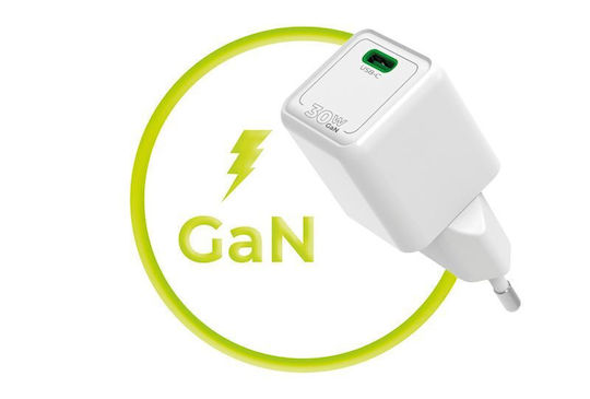 Mobile Origin Φορτιστής Χωρίς Καλώδιο GaN με Θύρα USB-C 30W Power Delivery Λευκός (PW23)