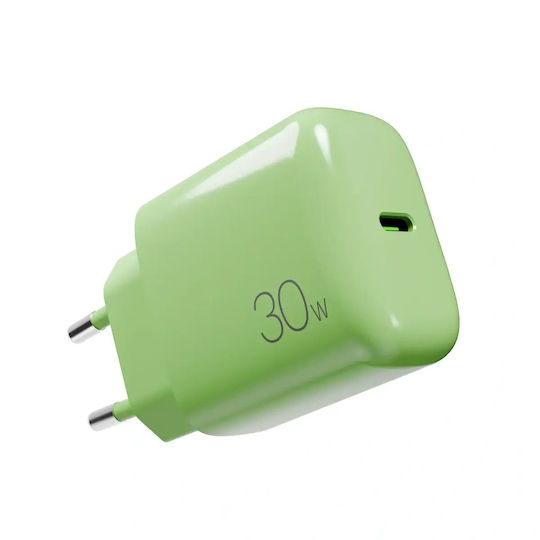 Puro Φορτιστής Χωρίς Καλώδιο με Θύρα USB-C 30W Πράσινος (Prolite)