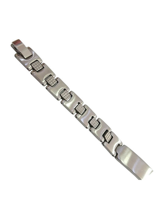 Kalliopi Silver Ανδρικό Βραχιόλι Ταυτότητα από Ατσάλι 21cm