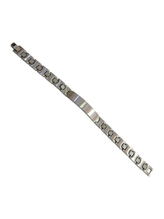 Kalliopi Silver Ανδρικό Βραχιόλι Ταυτότητα από Ατσάλι 21cm