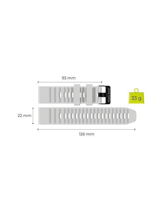 Mobile Origin Easy Strap Silicone Watch 22mm White Mo-ess-22-wht