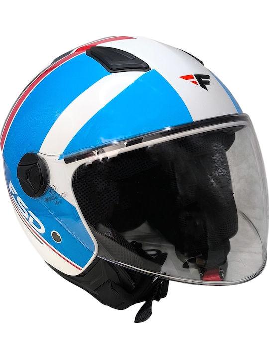 Faseed 700-721 White/Red/Blue Motorcycle Helmet Jet ECE 22.05
