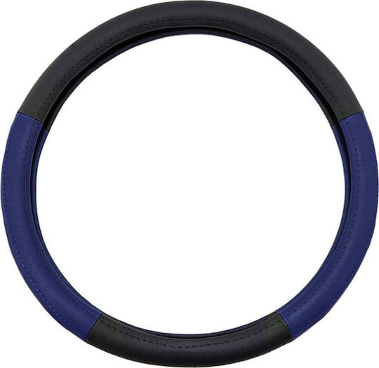 Autoline Car Steering Wheel Cover with Diameter 38cm Leather Black with Blue Stitching 9990000006519