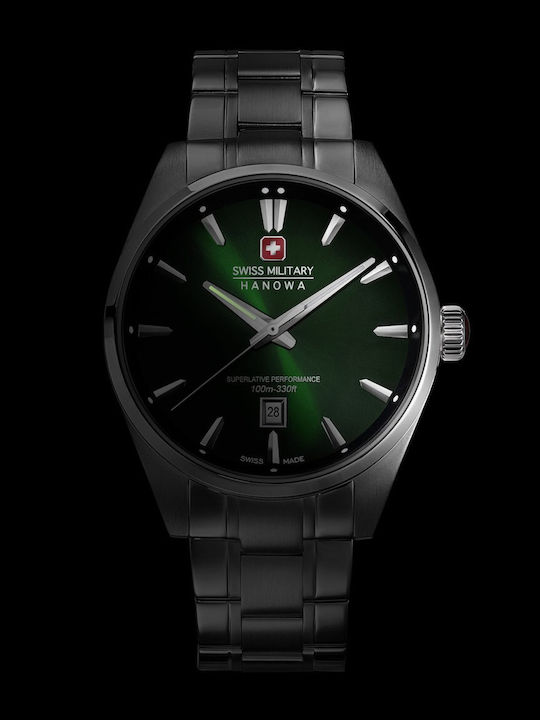 Swiss Military Hanowa Herrenuhr 42mm Batterie mit Silber rostfreiem Stahlarmband