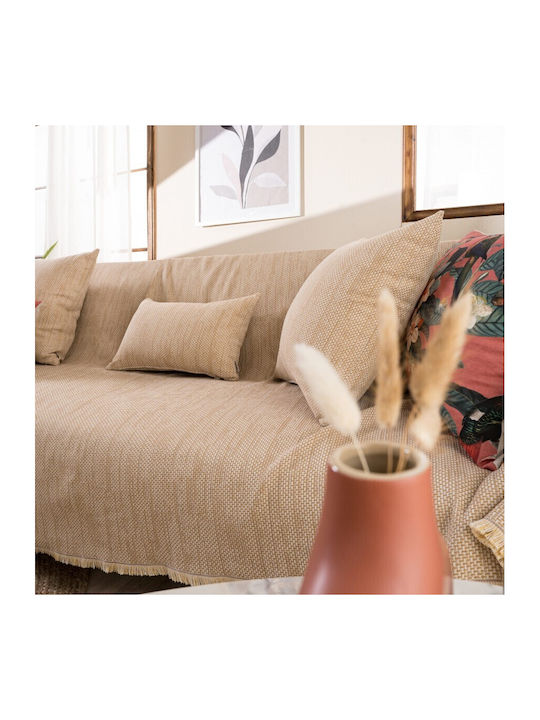 Teoran Rieti Ριχτάρι Τετραθέσιου Καναπέ Chenille 180x350εκ. Μπεζ