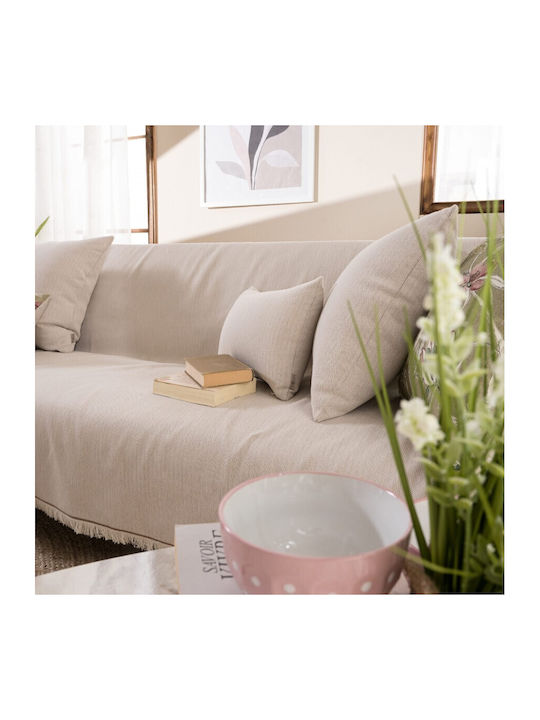 Teoran Bari Three-Seater Sofa Throw Chenille 180x300cm Beige