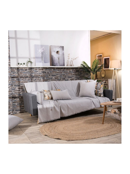 Teoran Bari Viersitzer-Sofa Überwurf Chenille 180x350cm Grau